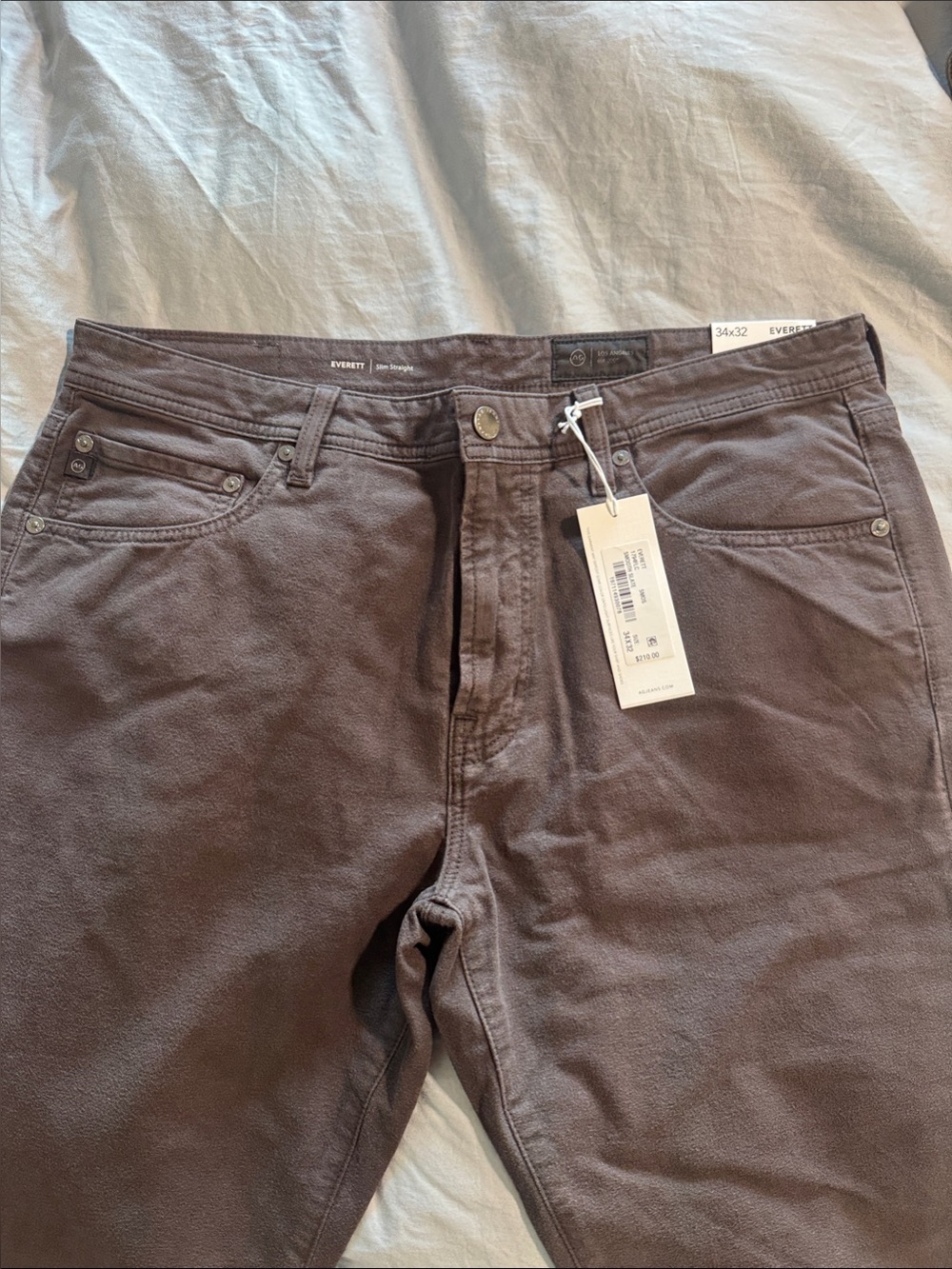 NWT AG Adriano Goldschmied Everett Slim Straight Jeans in Smooth Slate 34w32l